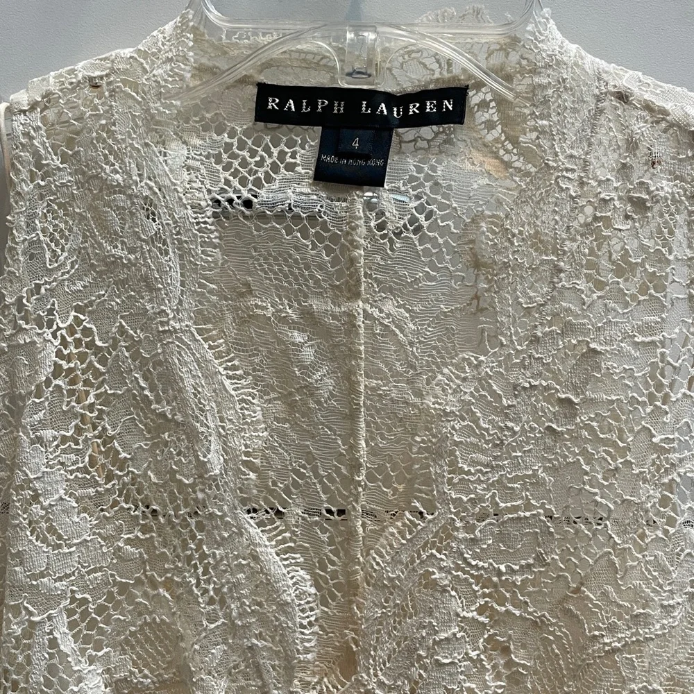 Ralph Lauren Ivory Lace Button-Front Blouse - Picture 2 of 3